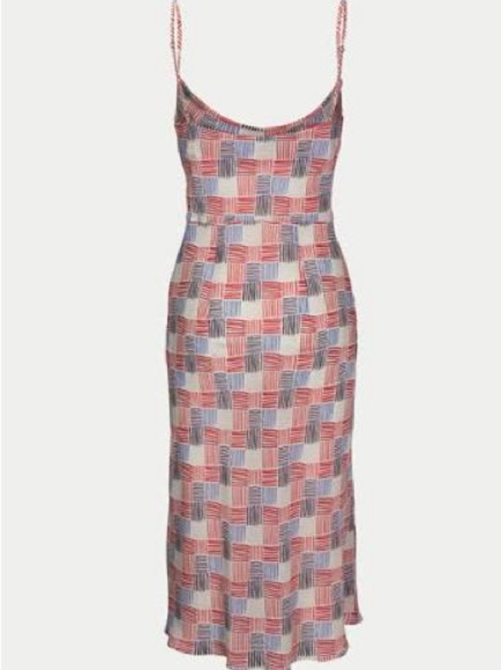 Realisation Par Strapless Slip Dress in Red & Blue Geometric